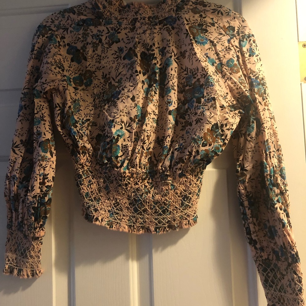 TopShop pink floral crop top